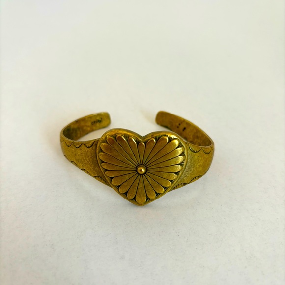 Chibi Jewels Heart Medallion Adjustable Brass Cuff Bracelet - Picture 2 of 12